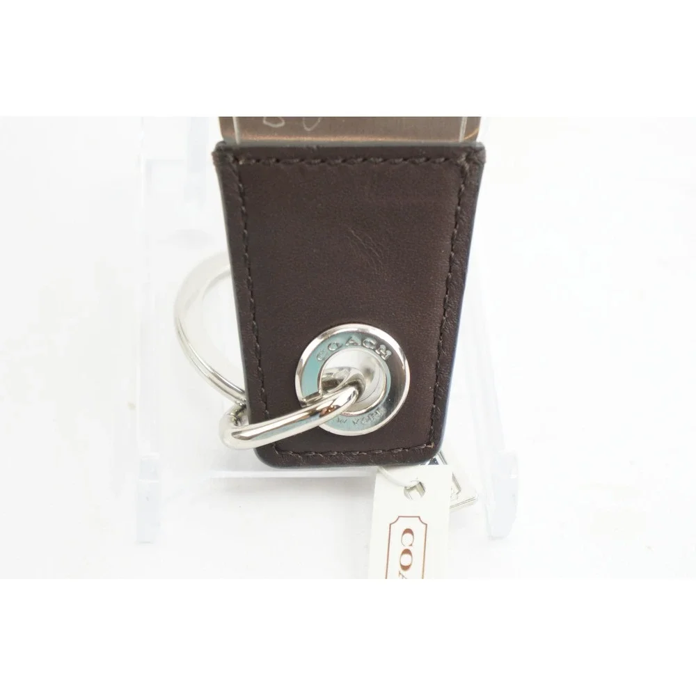 Coach Bottle Opener Keychain Mahogany Leather Silver F62097 New Employee Sale